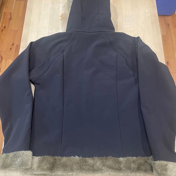 Marmot Women’s Large Black Faux Fur Long Sleeve Hooded Jacket - Picture 2 of 7